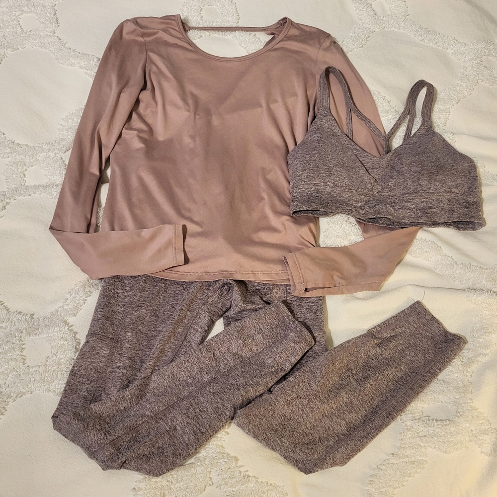 Buttery 3 pc athleisure yoga set xs leggings & top, small sports bra